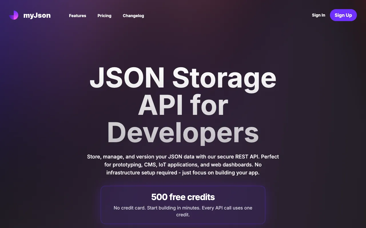Preview of the myJson website
