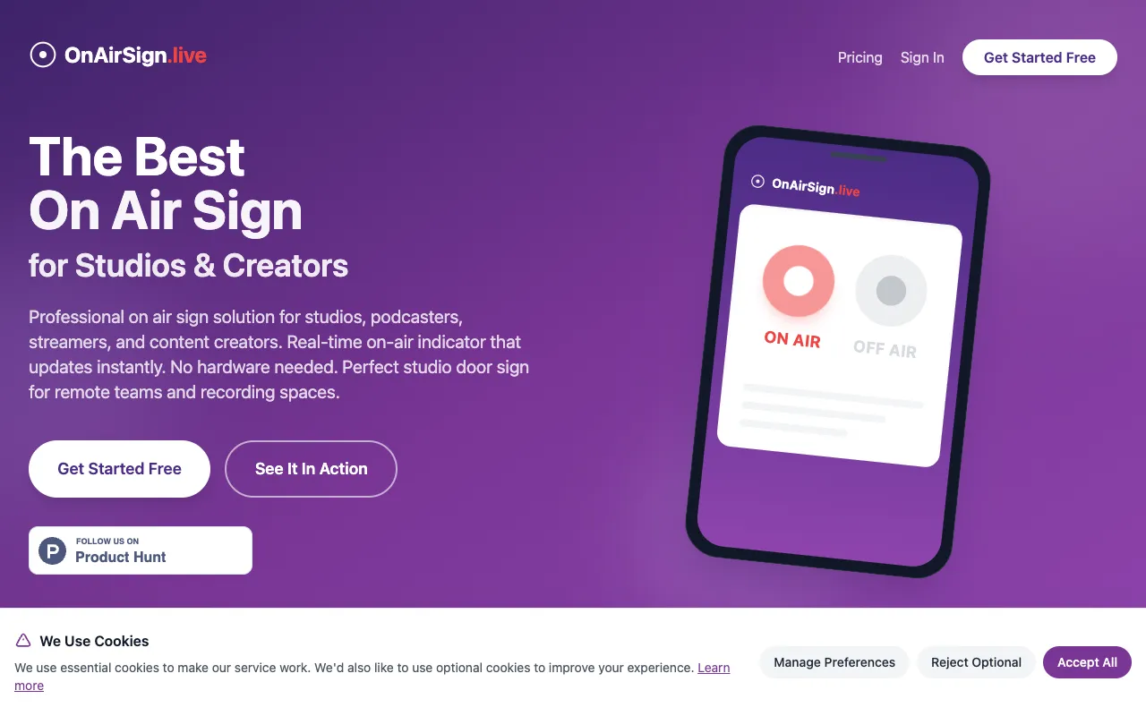 Preview of the OnAirSign website