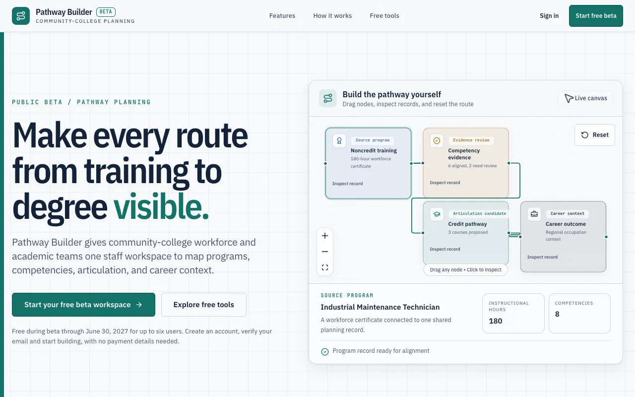 Pathway Builder homepage preview