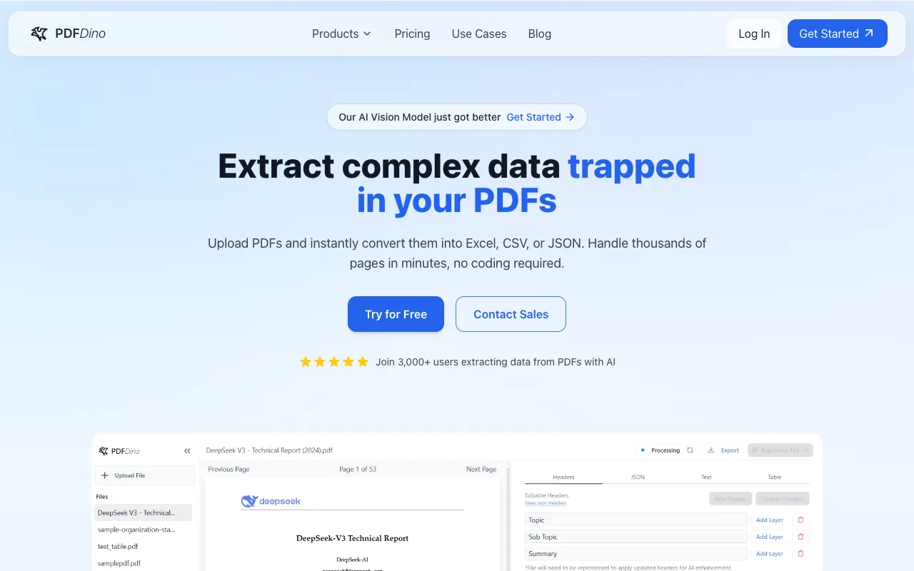 PDFDino homepage preview