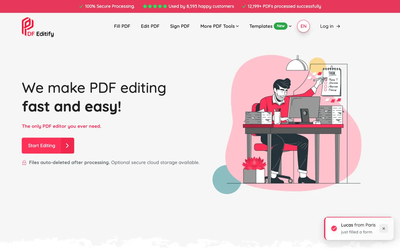 PDF Editify homepage preview