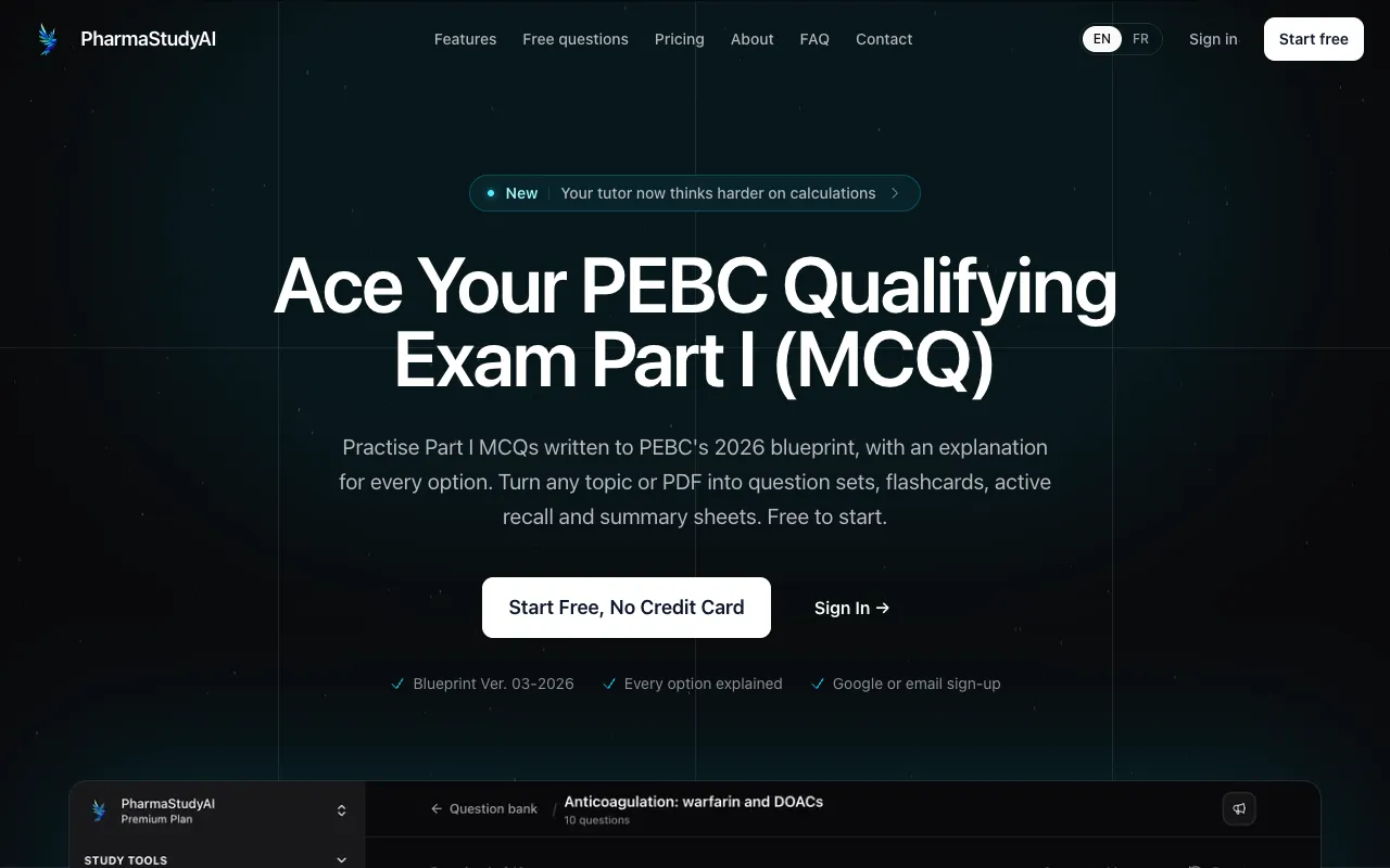 PharmaStudyAI homepage preview