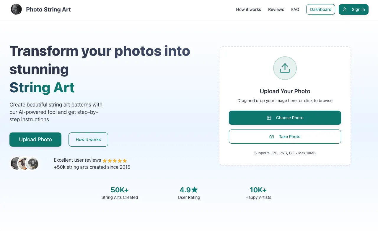 Photo String Art homepage preview