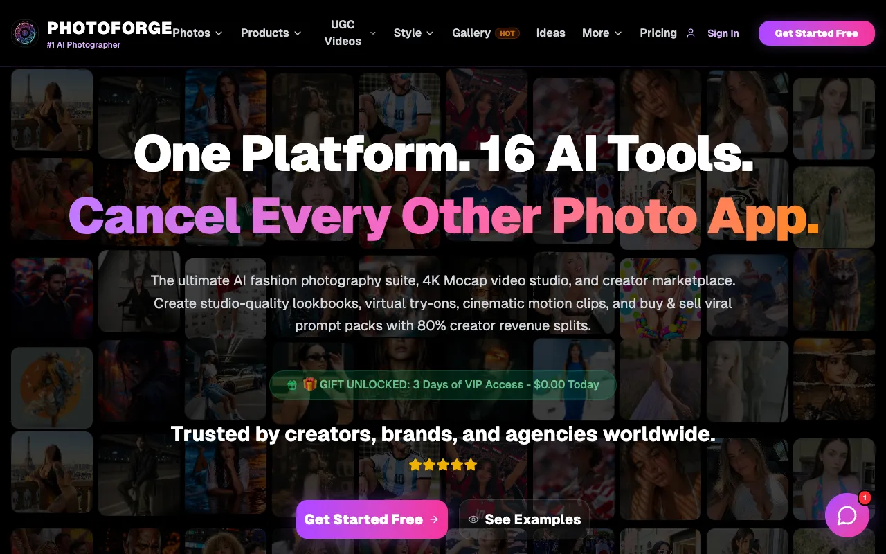 PhotoForge AI homepage preview