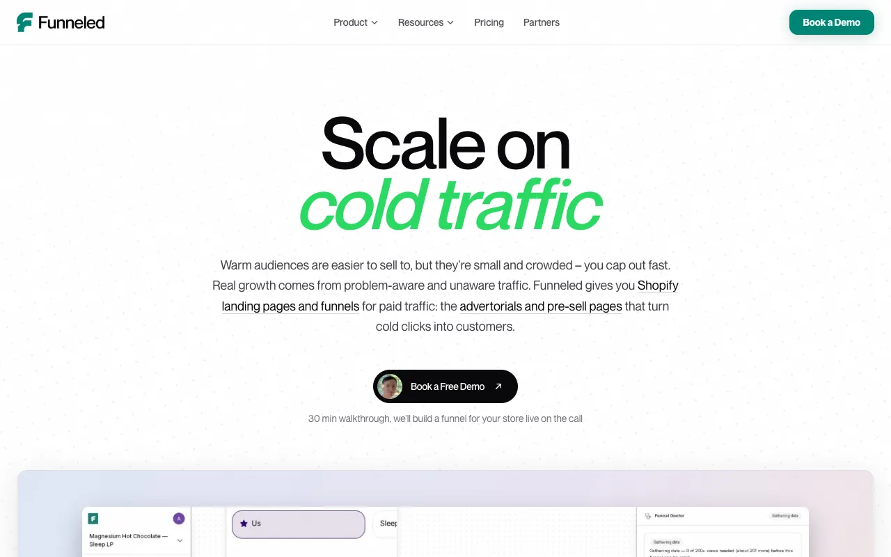 Funneled homepage preview