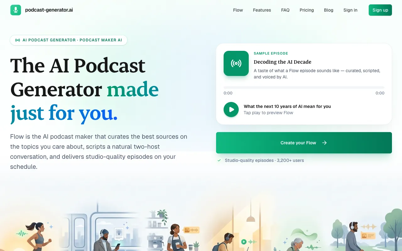 podcast-generator.ai homepage preview