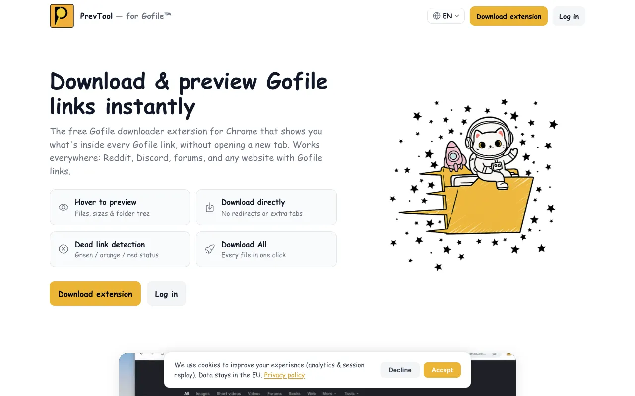 Preview of the PrevTool website