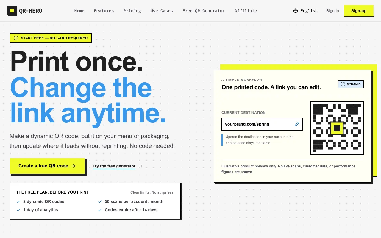 Preview of the QR-Hero website