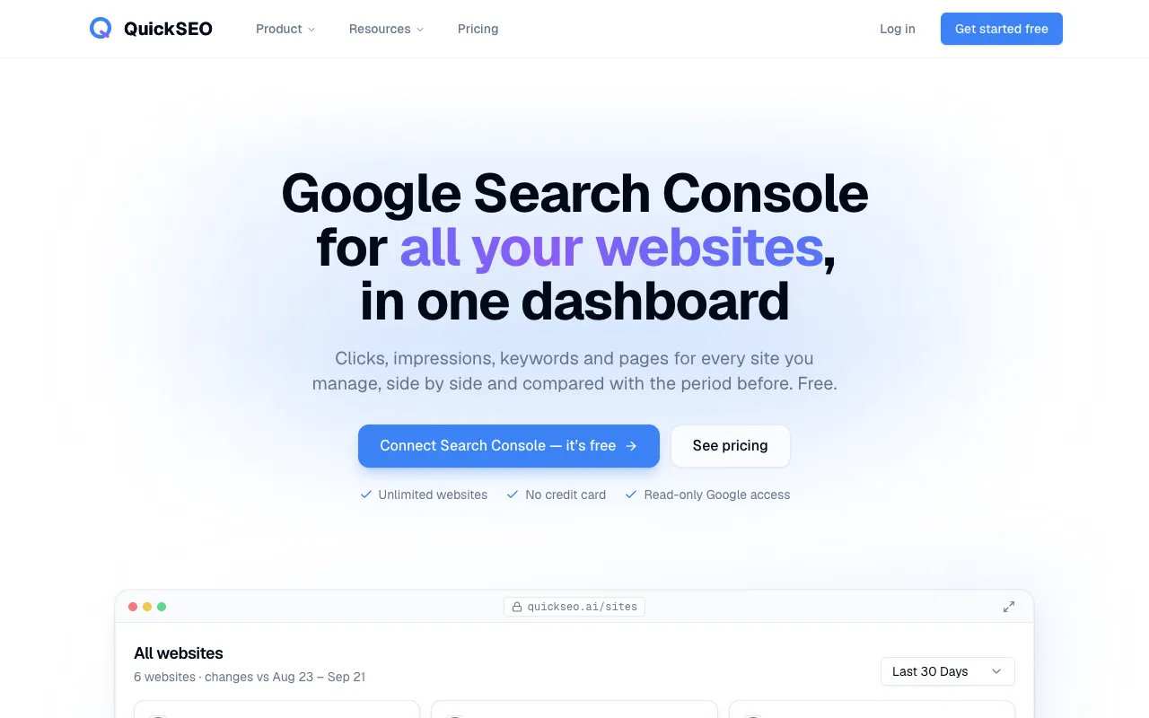 QuickSEO 官网预览