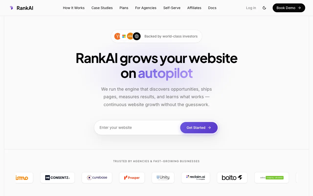 RankAI homepage preview