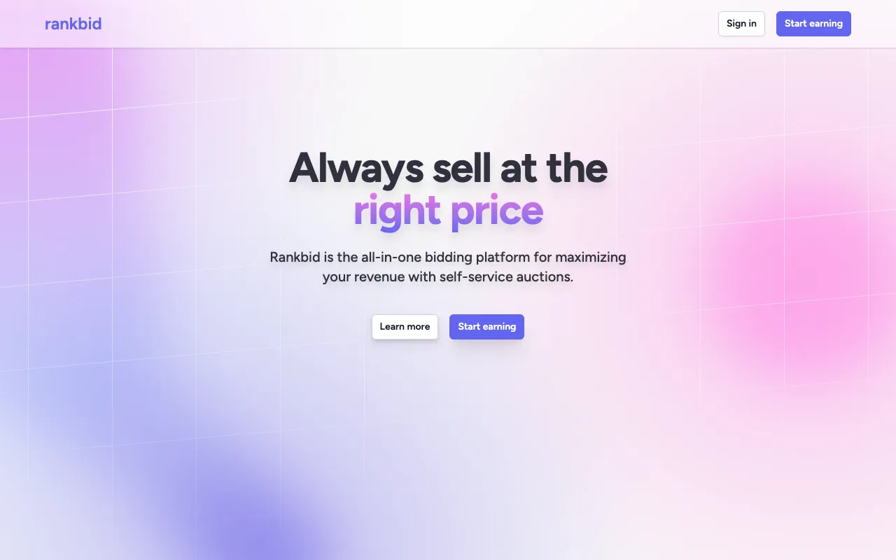 Rankbid homepage preview
