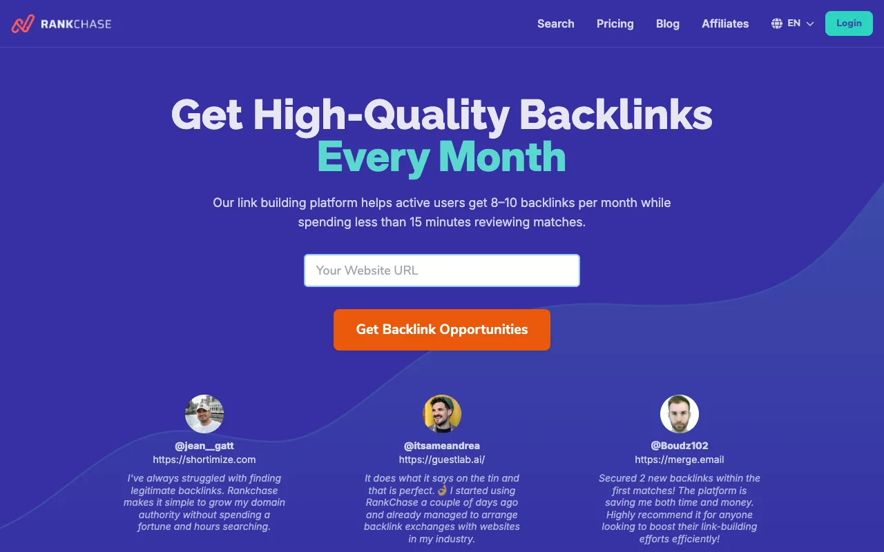 Preview of the Rankchase website