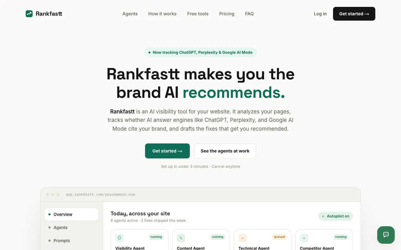 Rankfastt homepage preview