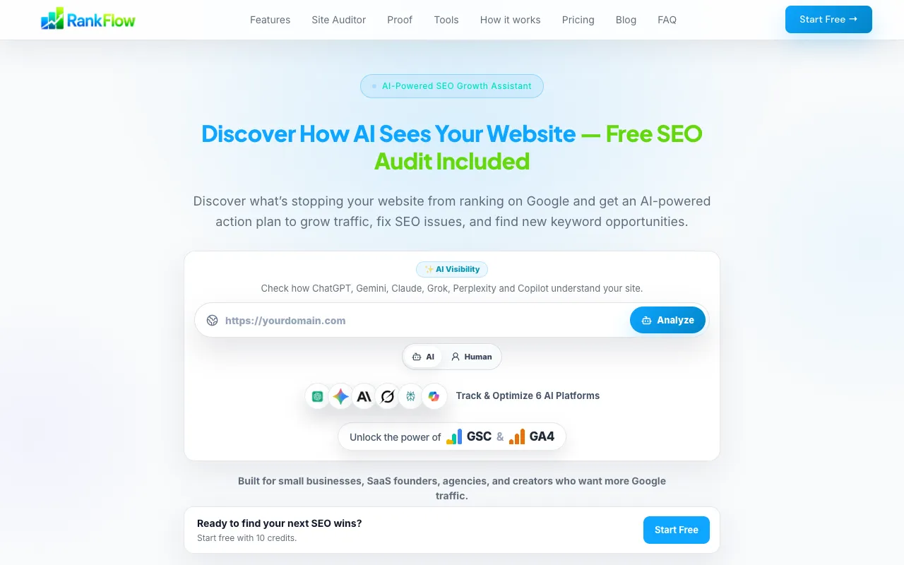 Preview of the RankFlow website