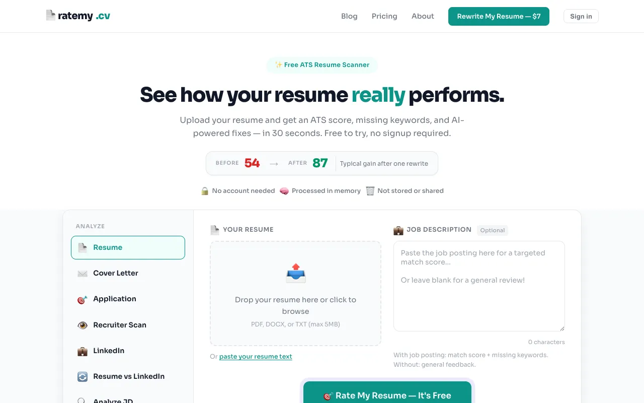 RateMy.CV 官网预览