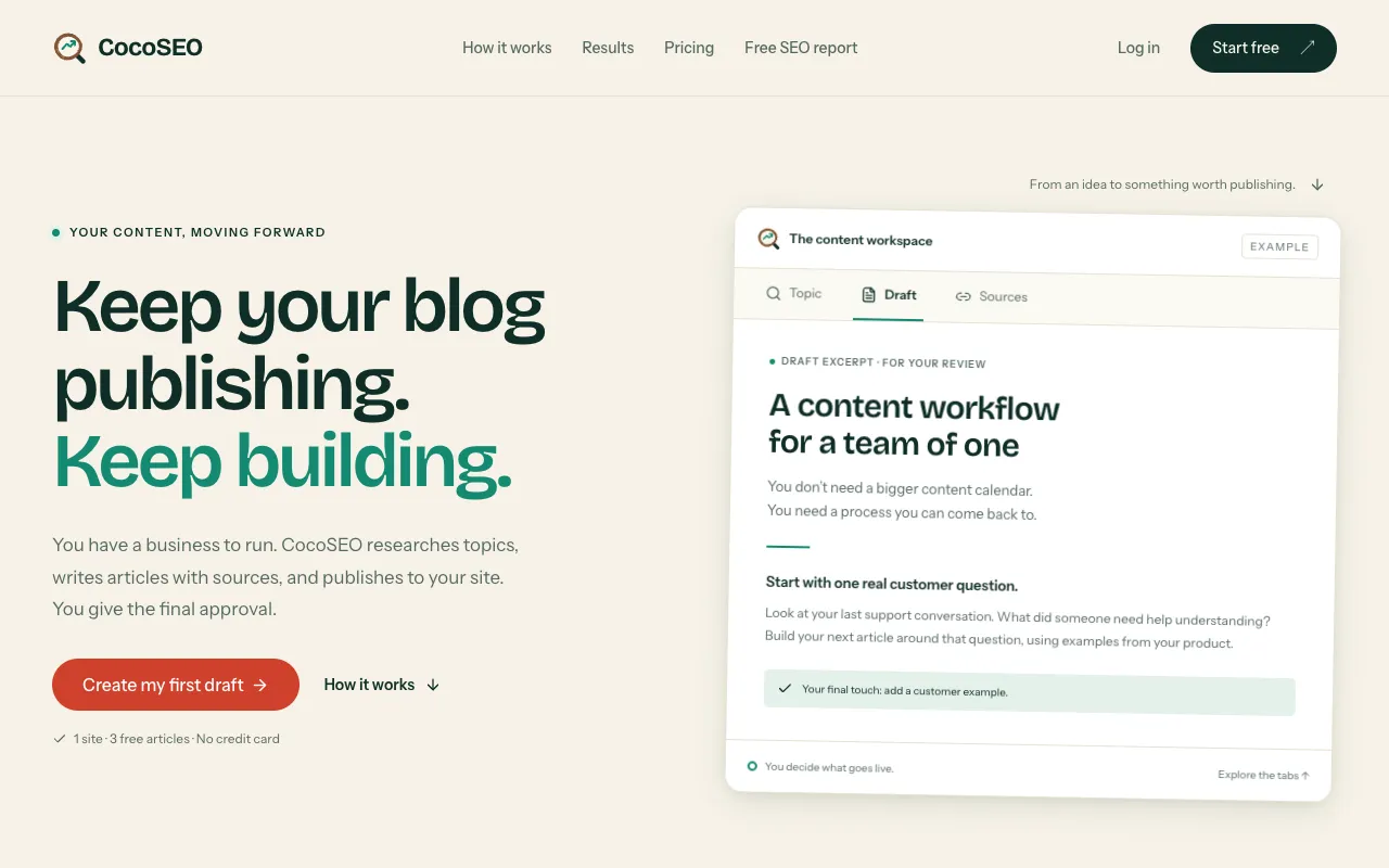 CocoSEO homepage preview