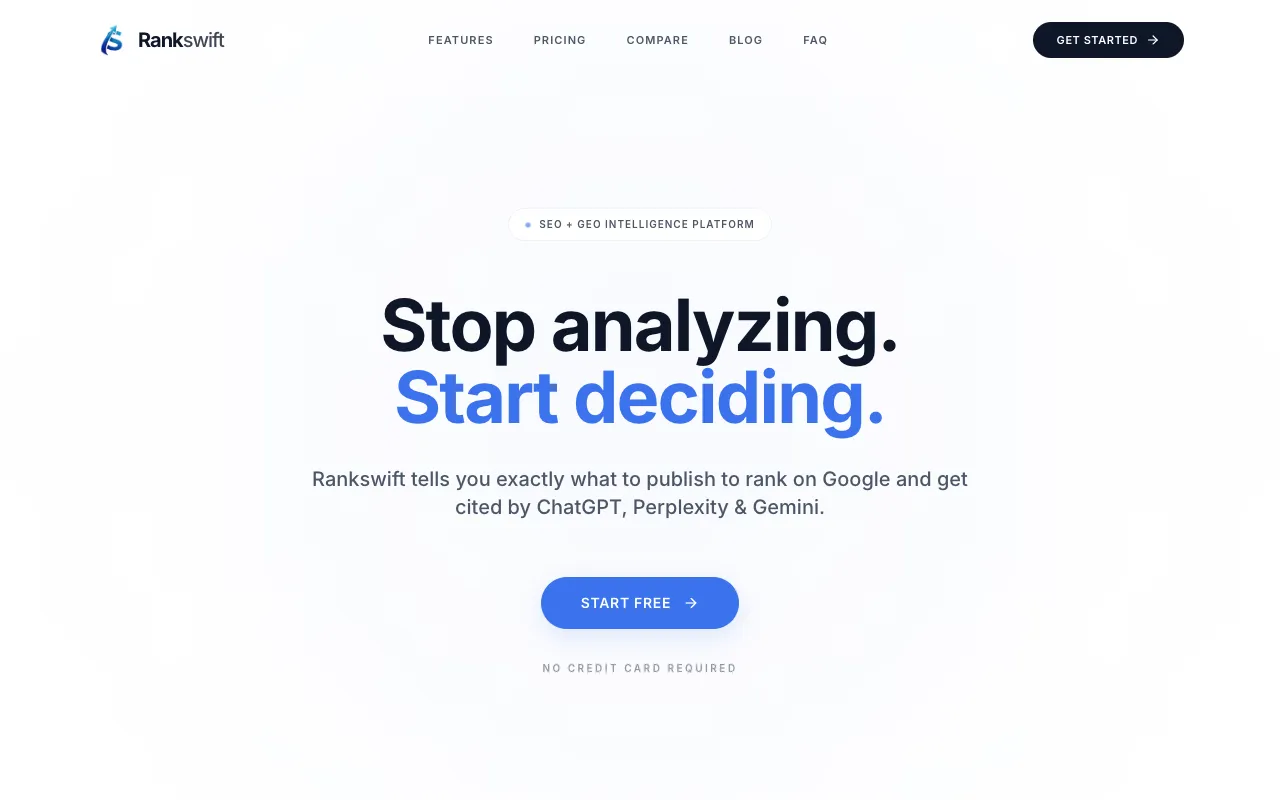 Preview of the Rankswift website