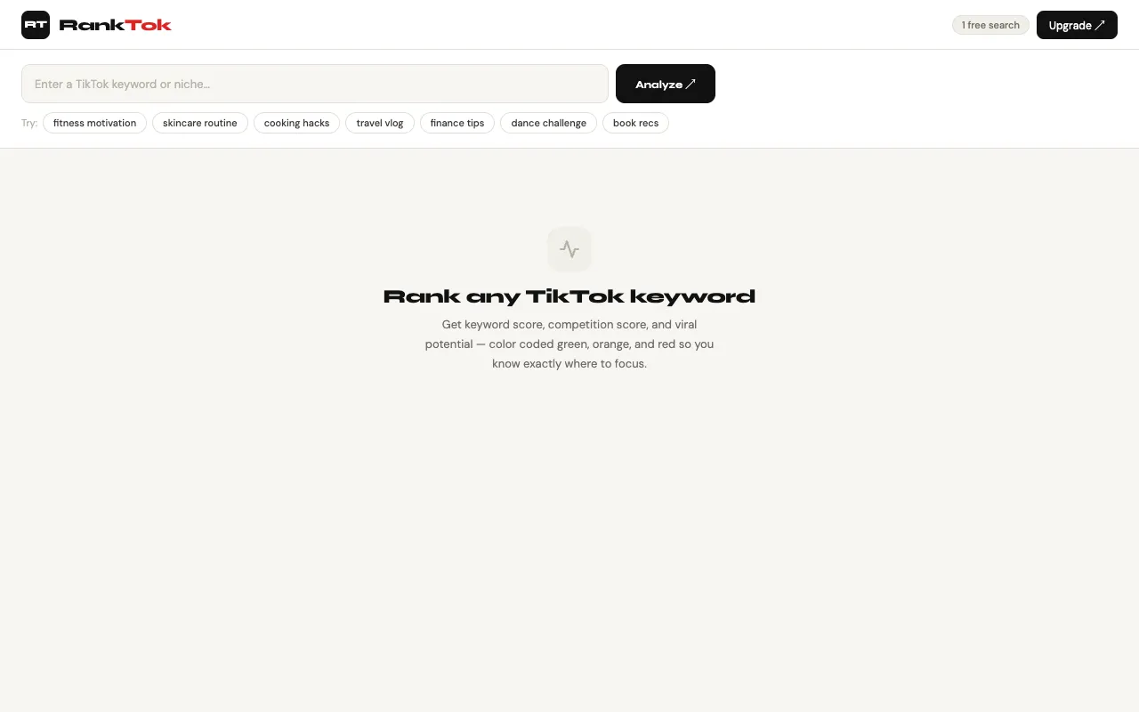 Preview of the RankTok website