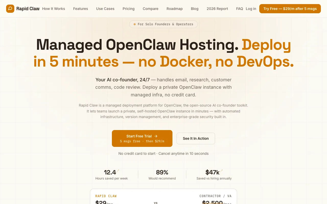 Preview of the Rapid Claw website