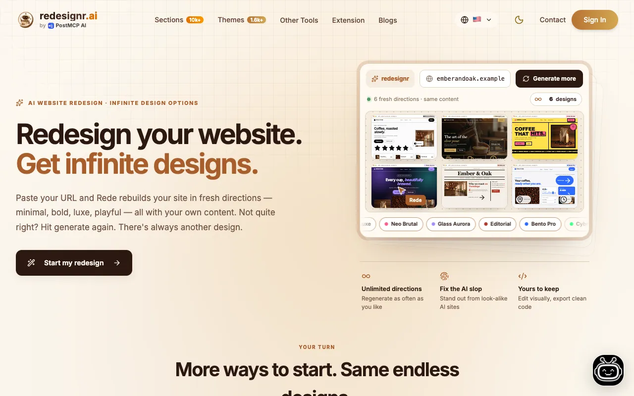 Preview of the Redesignr website