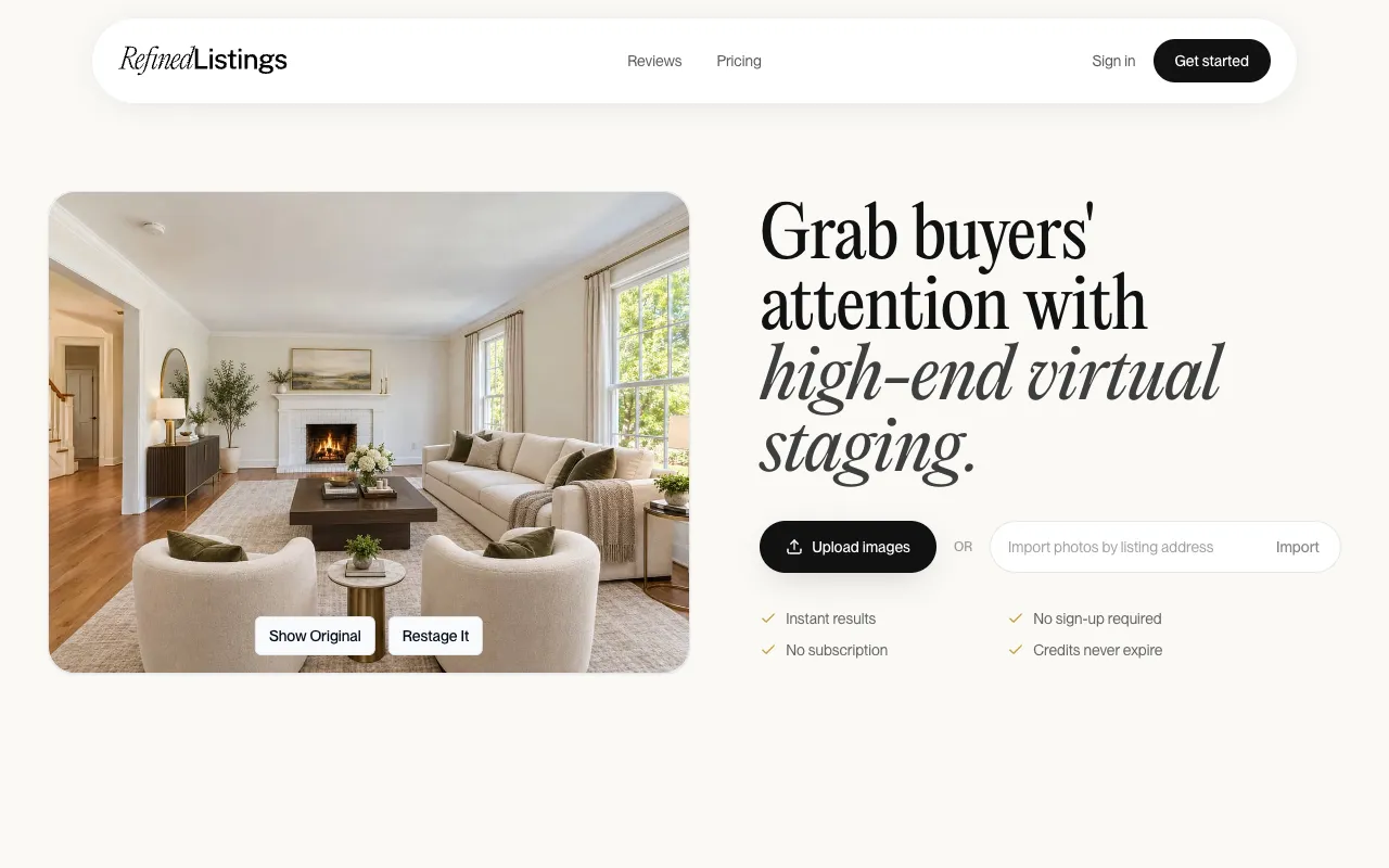 Refined Listings homepage preview