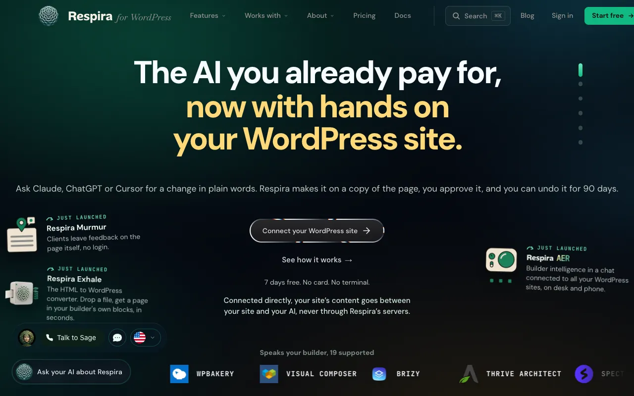 Respira homepage preview