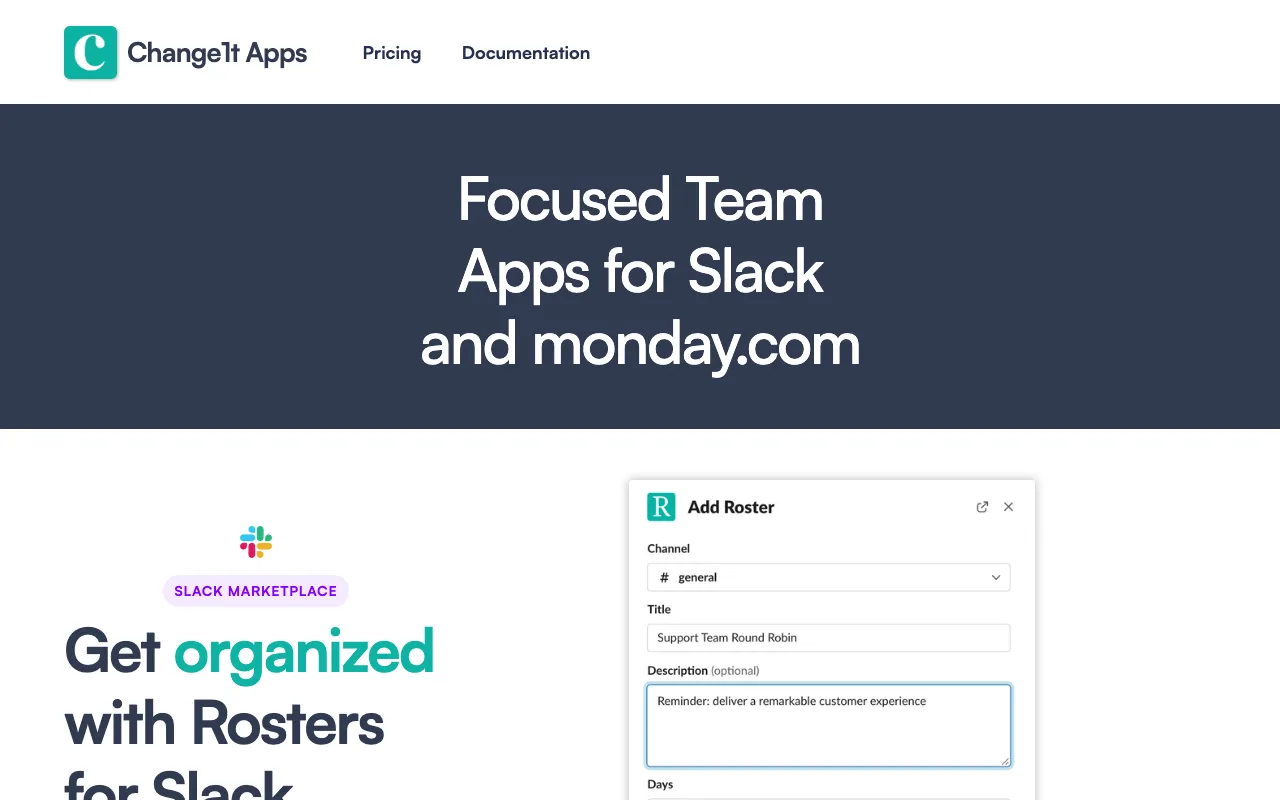 Rosters for Slack 官网预览
