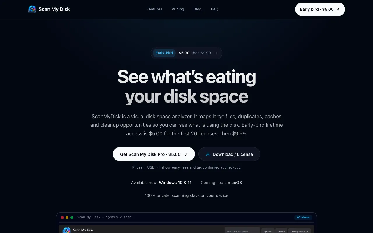 Preview of the Scan My Disk website