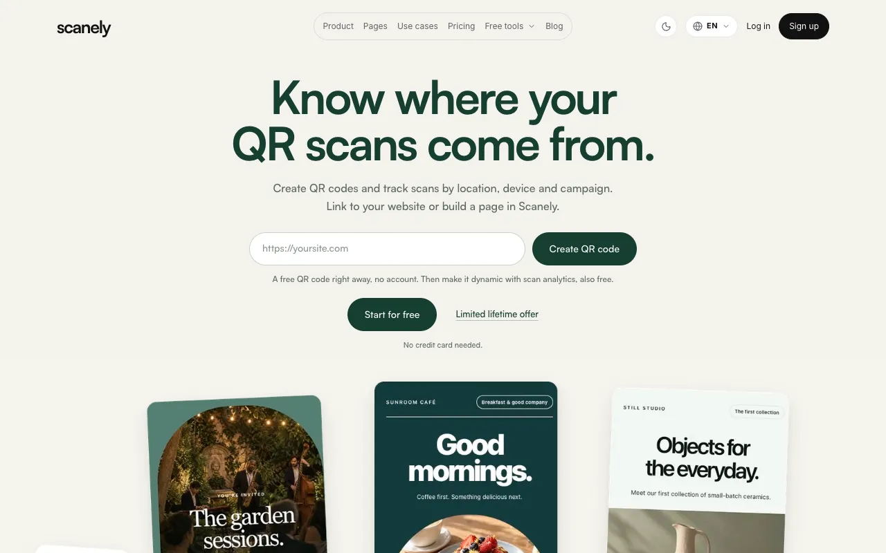 Preview of the Scanely website