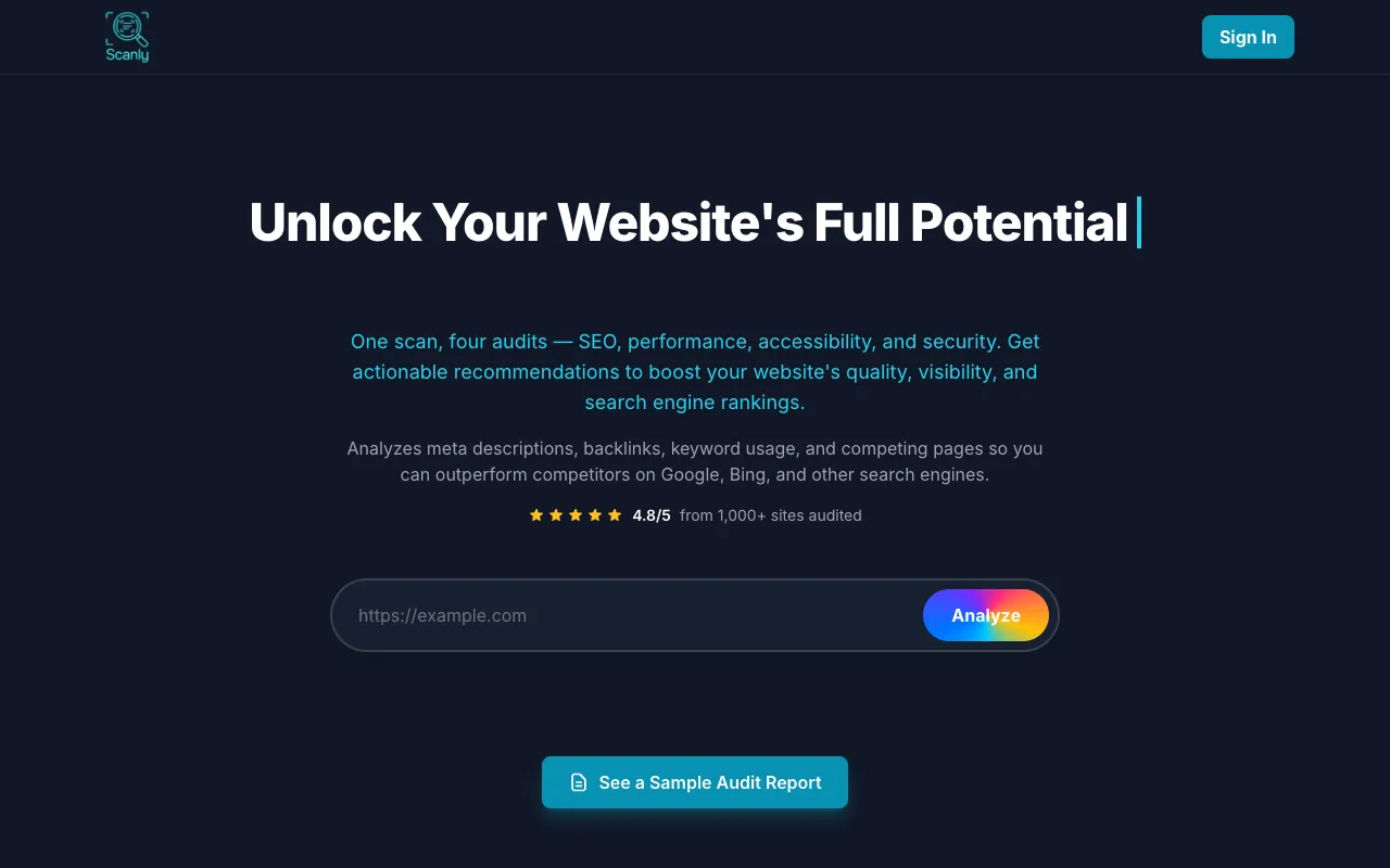 Preview of the Scanly website