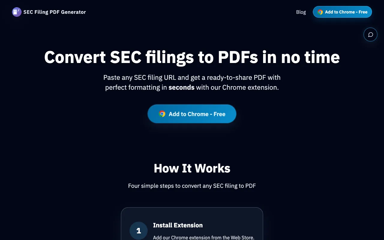 SEC Filing PDF Generator 官网预览