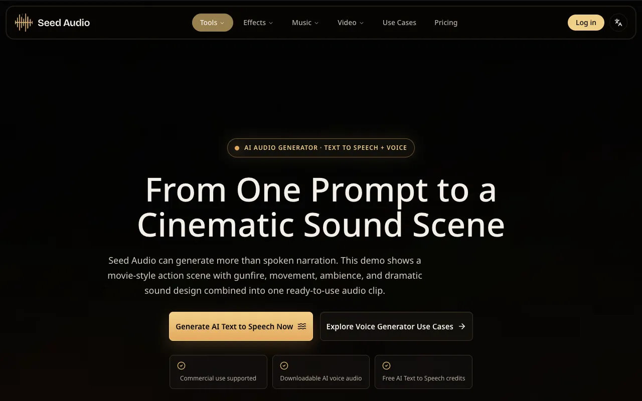 Seed Audio homepage preview