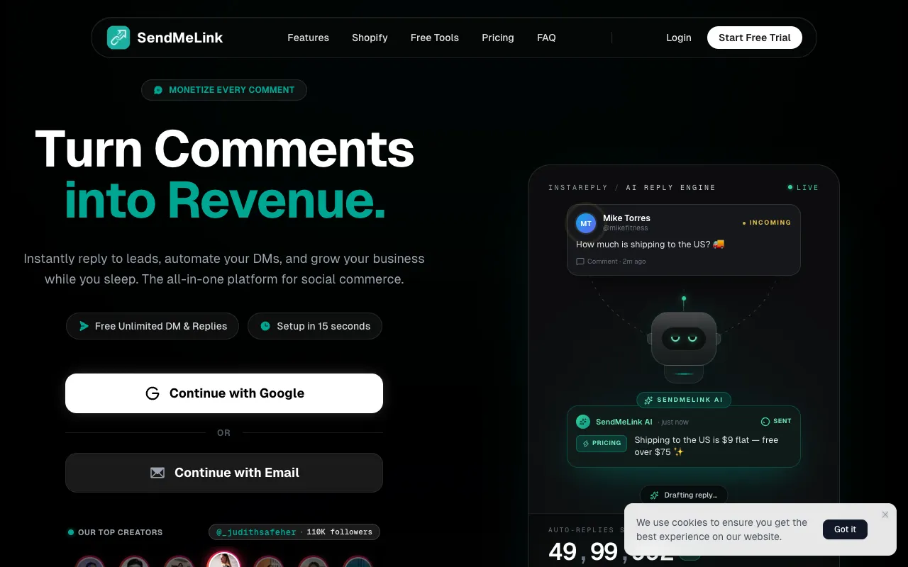 SendMeLink 官网预览