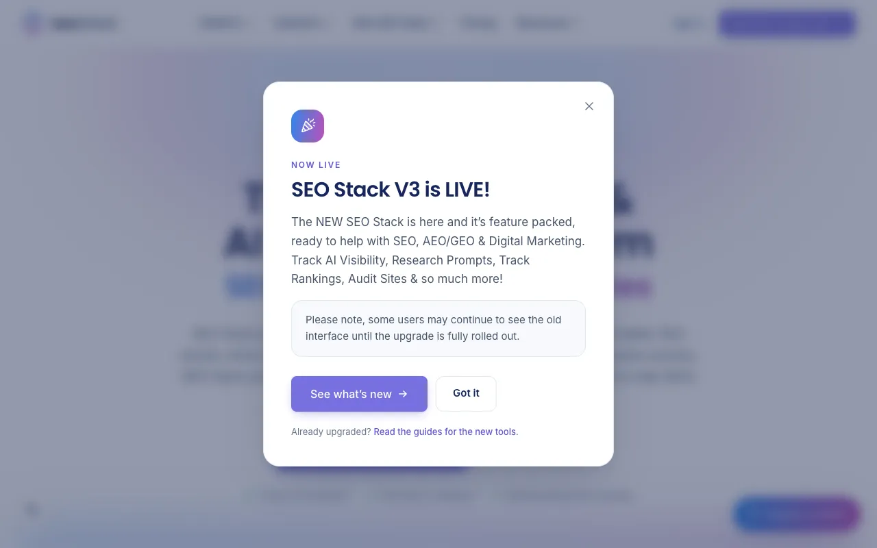 SEO Stack homepage preview