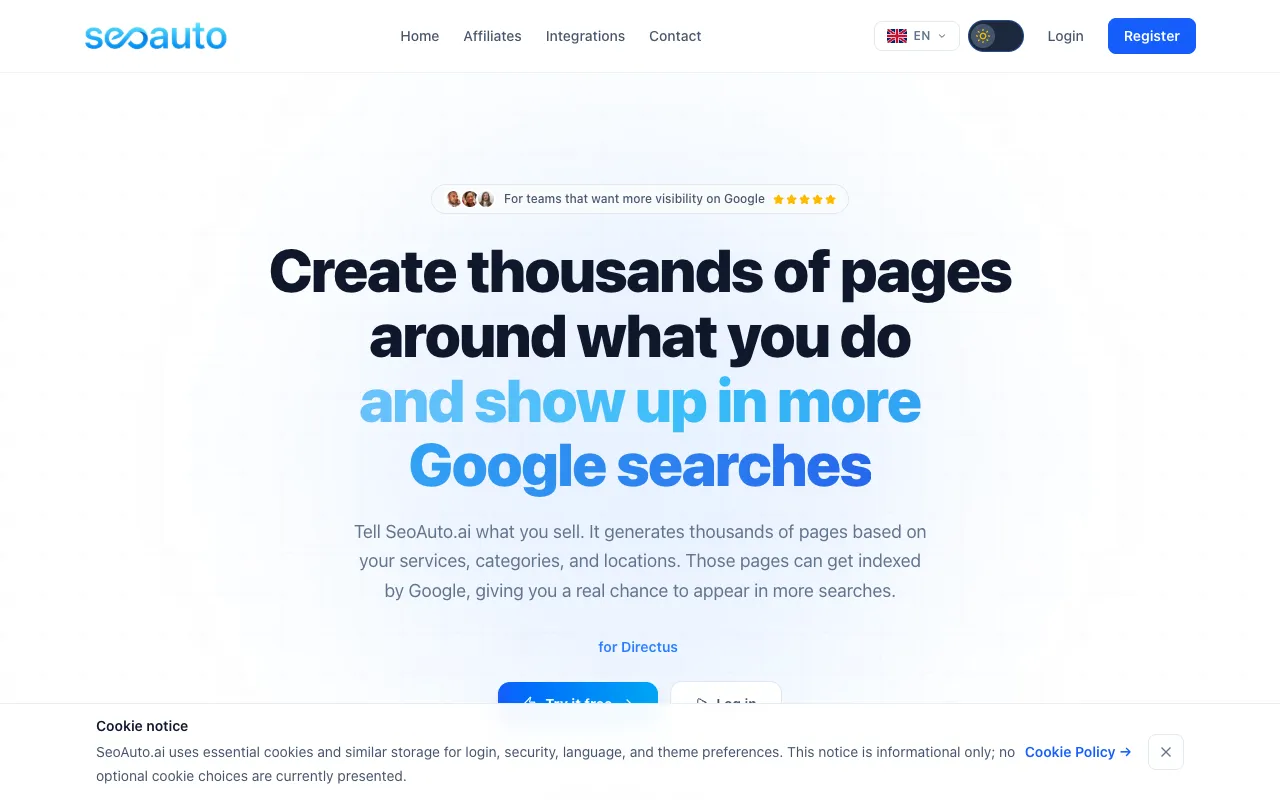 SeoAuto.ai homepage preview