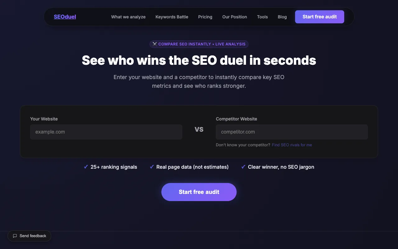 Preview of the SEOduel website