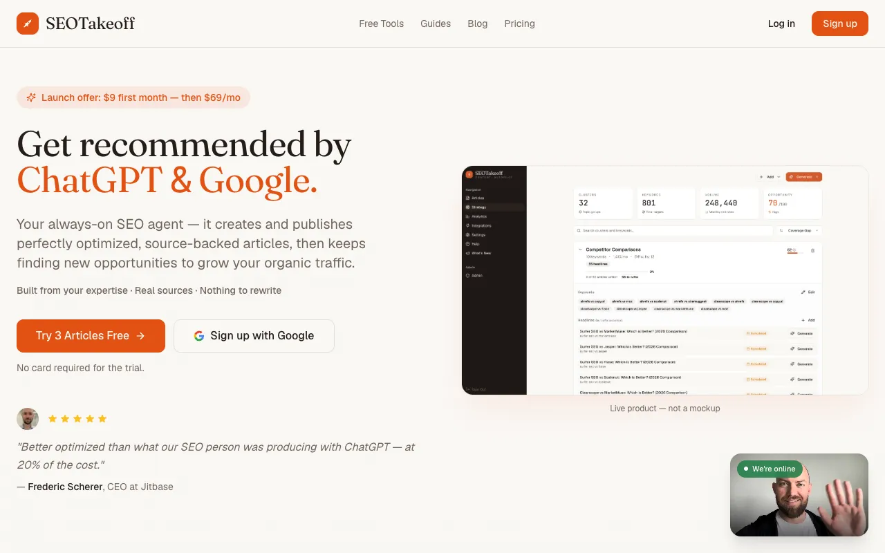 Preview of the SEOTakeoff website