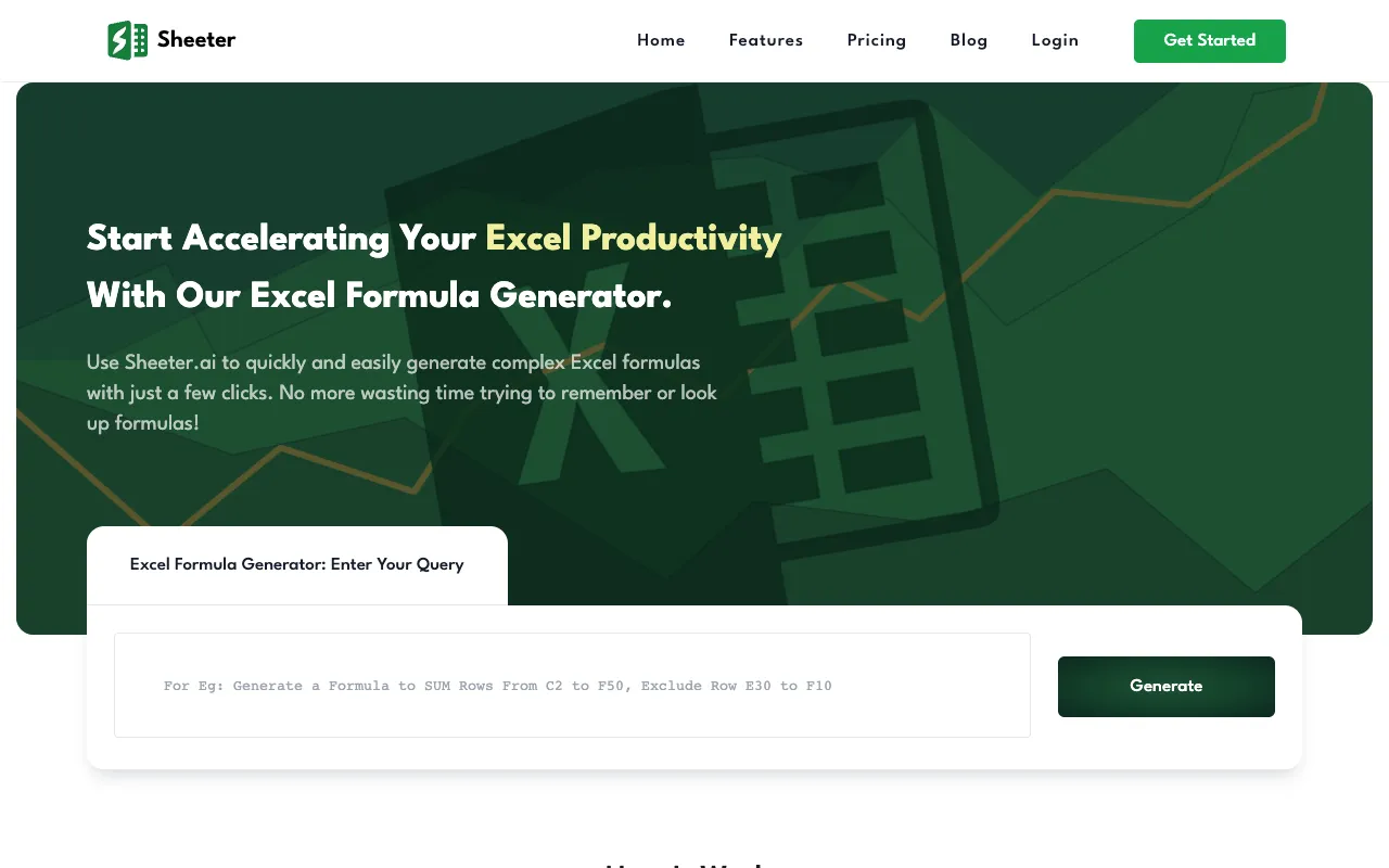 Preview of the Sheeter.ai website