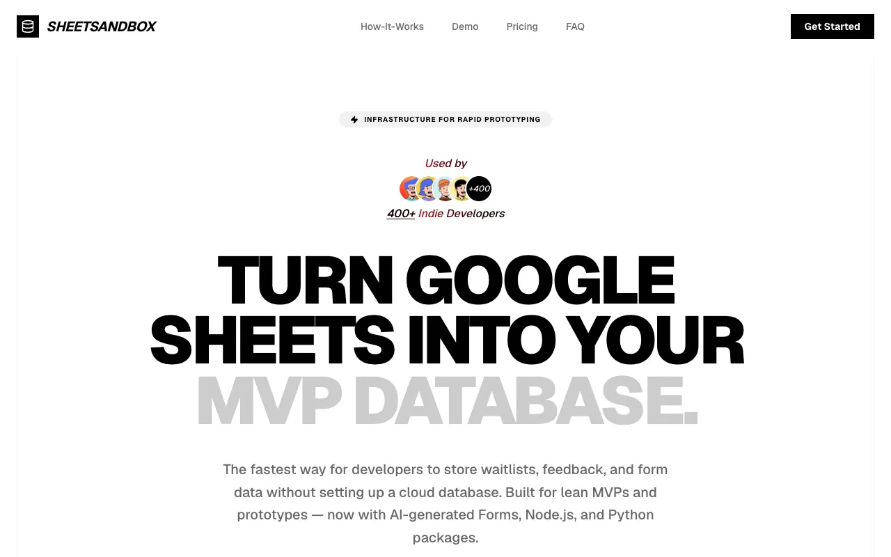 Preview of the SheetSandbox website