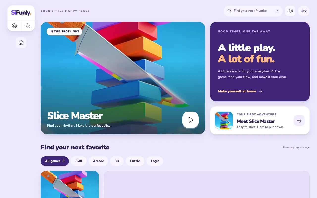 SiFunly homepage preview