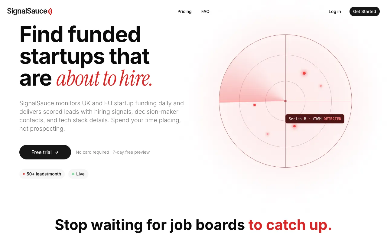Preview of the SignalSauce website