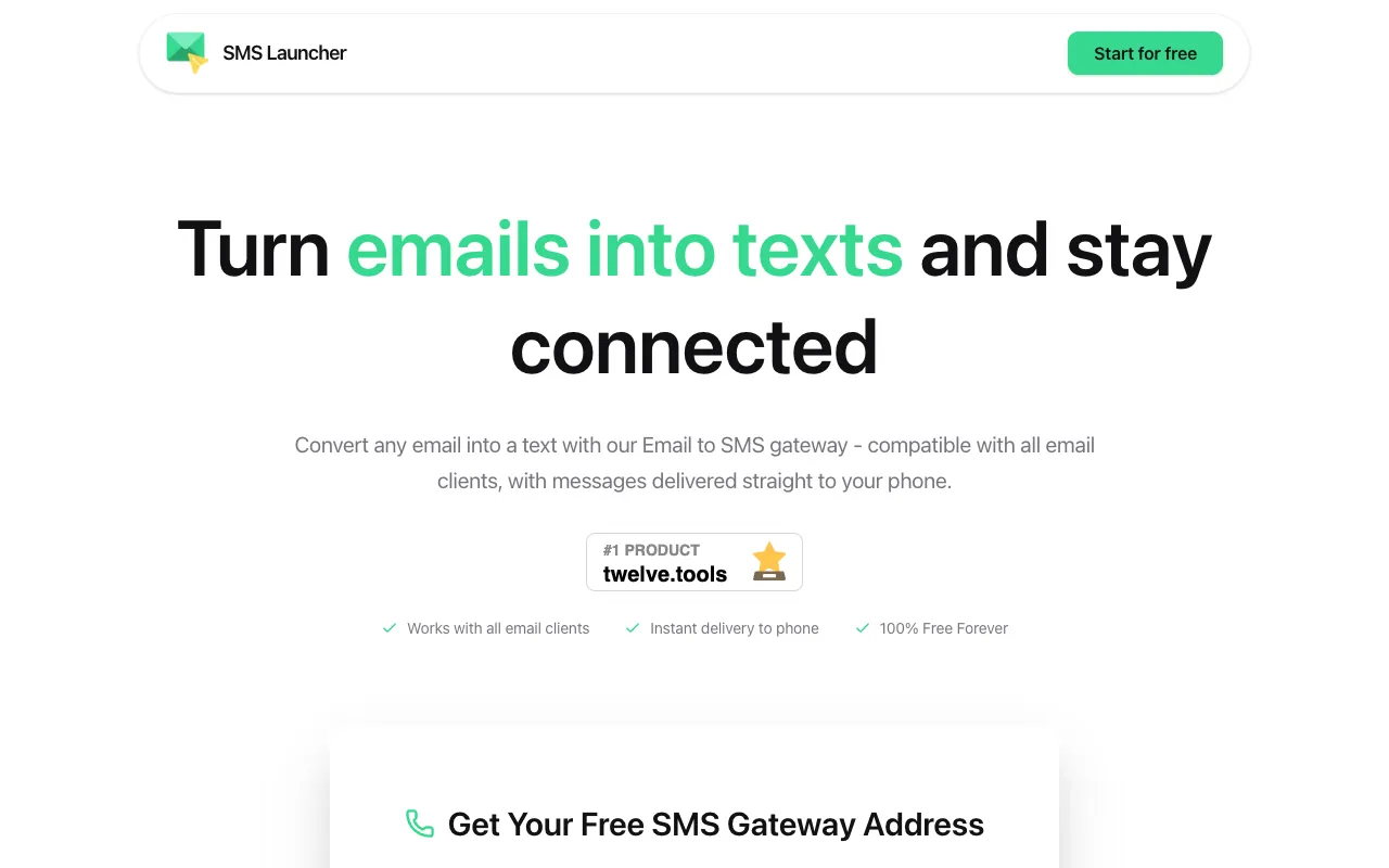 Preview of the SMS Launcher website