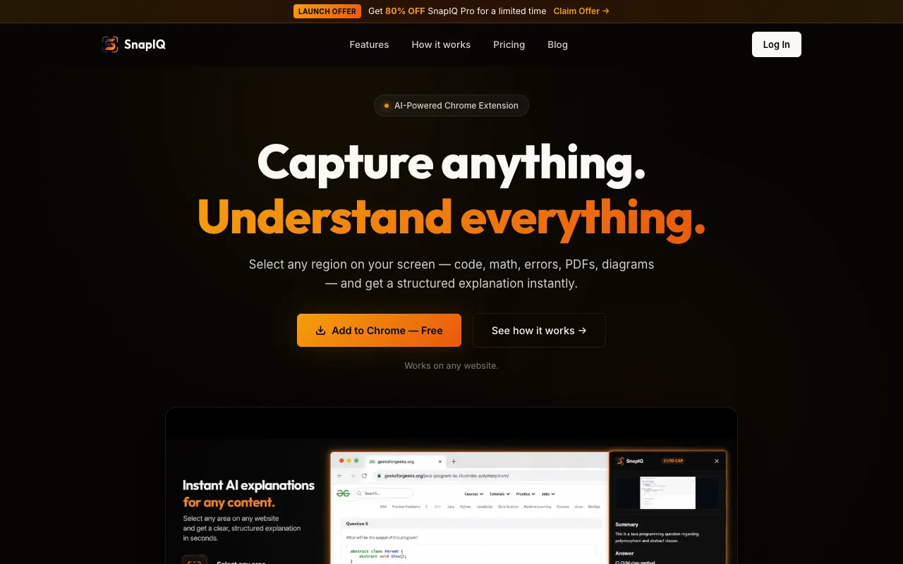 Preview of the SnapIQ website