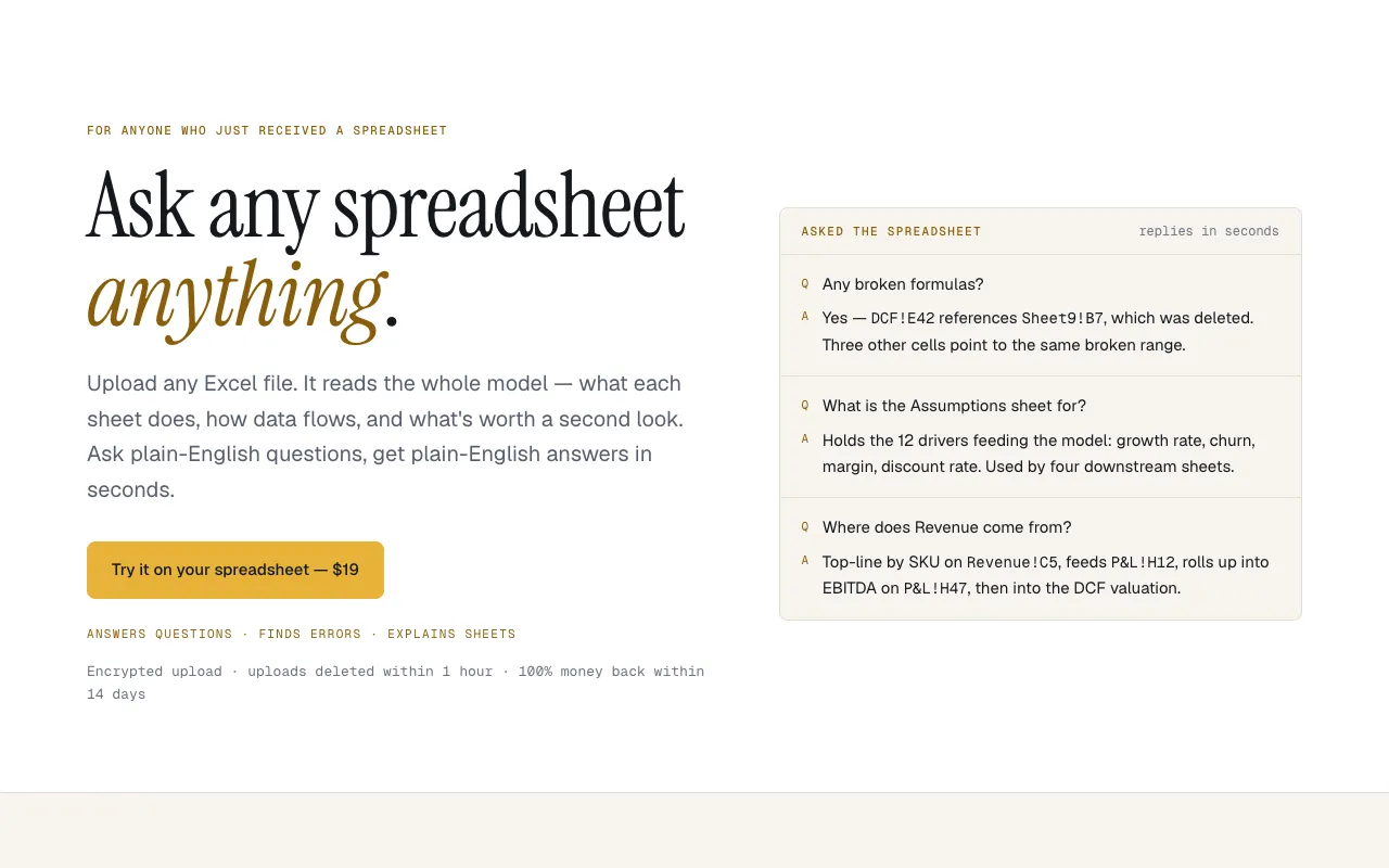Spreadsheet Analyzer 官网预览