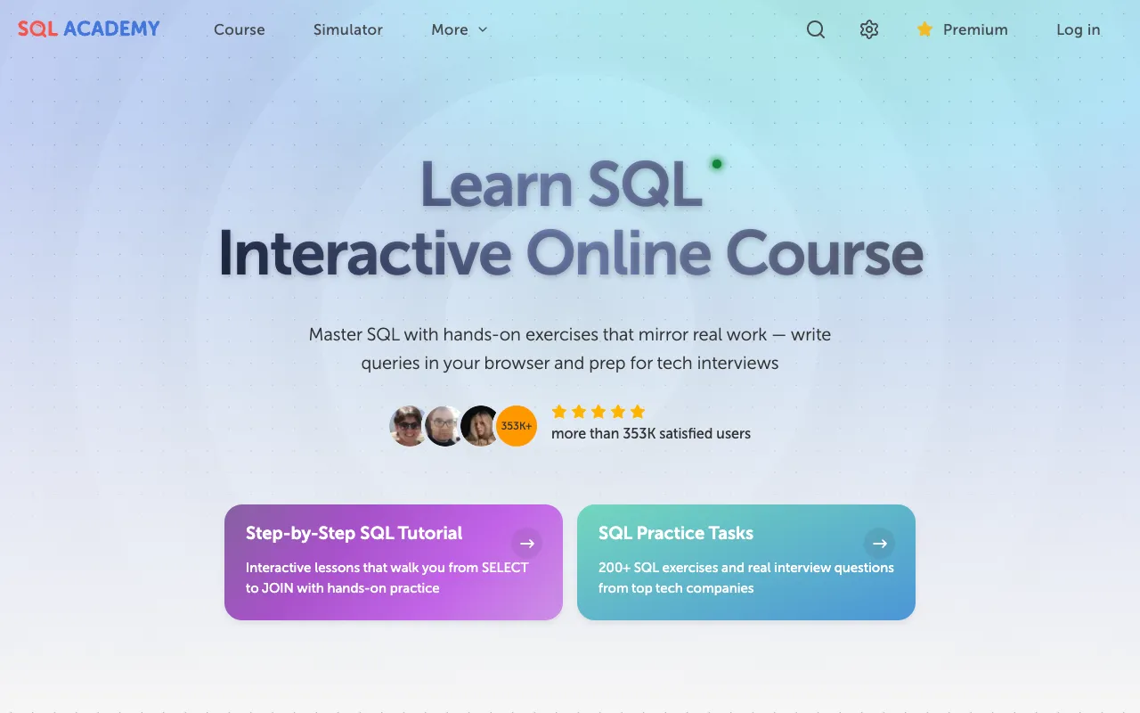 SQL Academy homepage preview