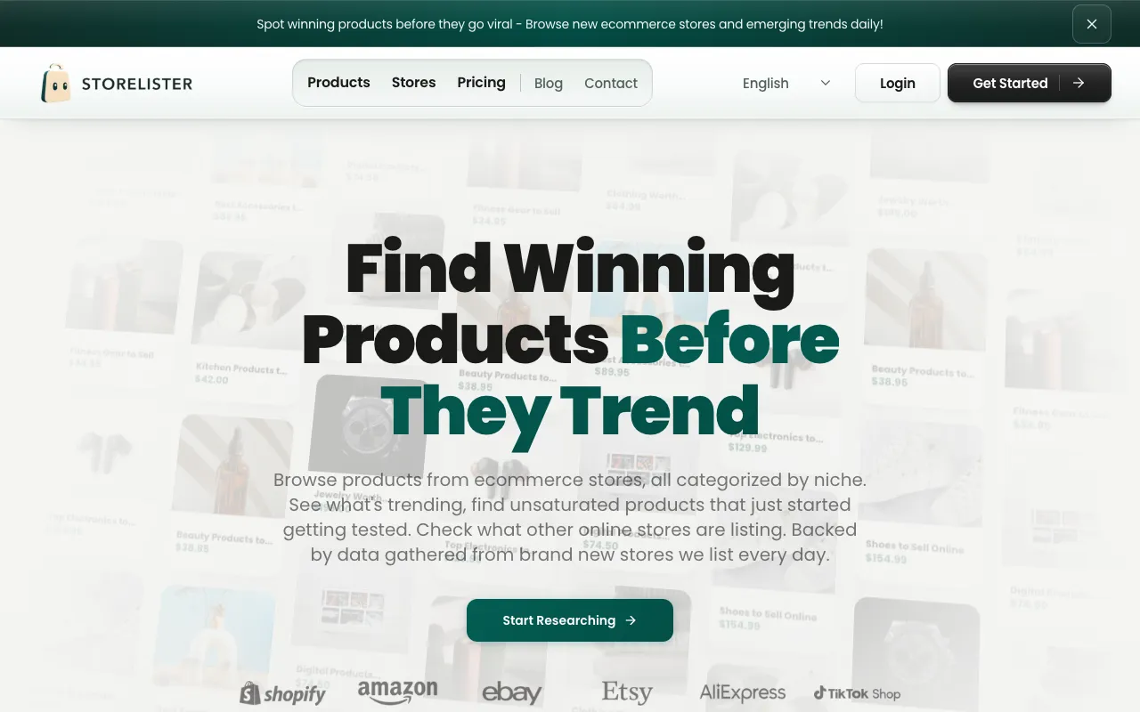 StoreLister homepage preview