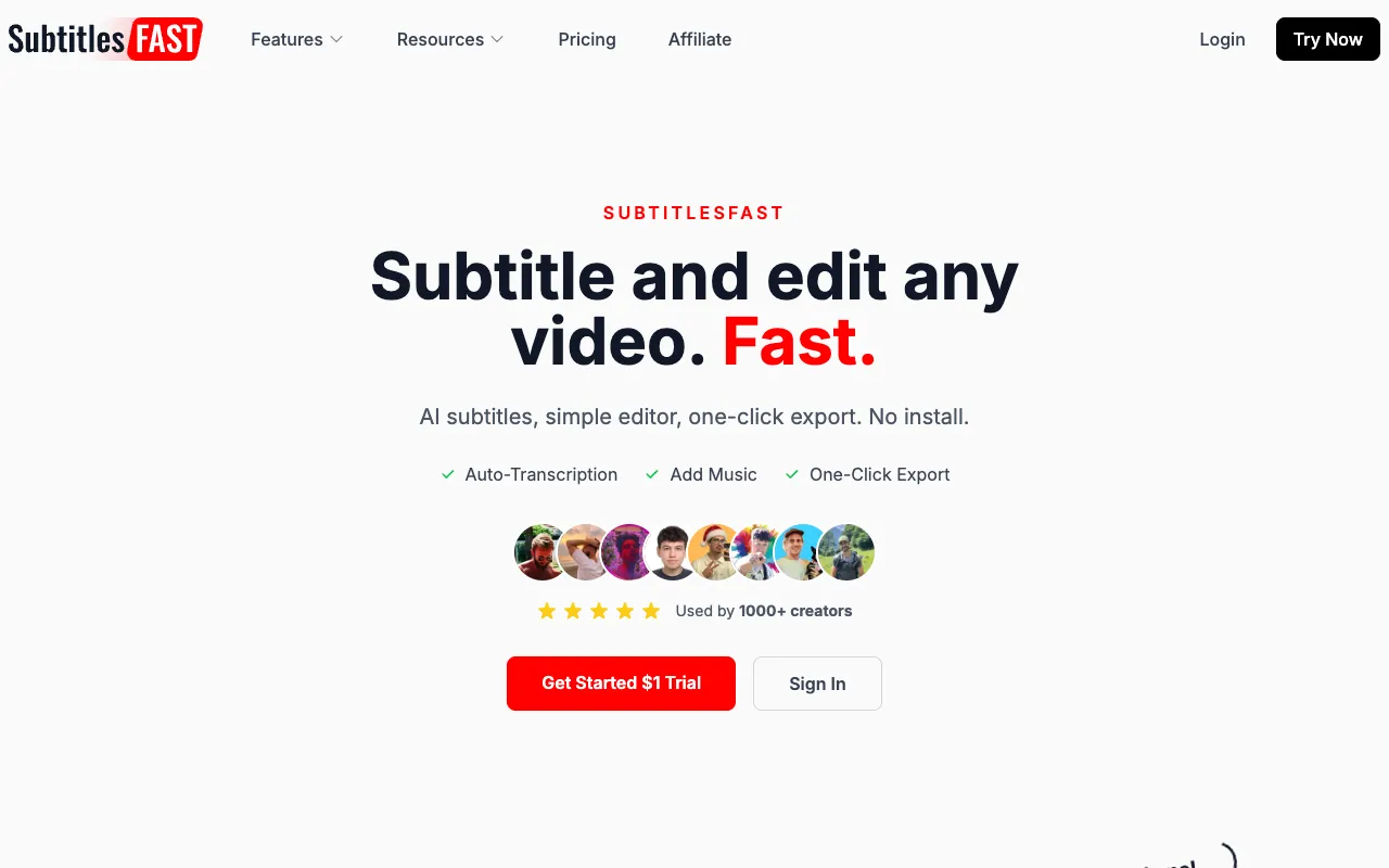 SubtitlesFast 官网预览