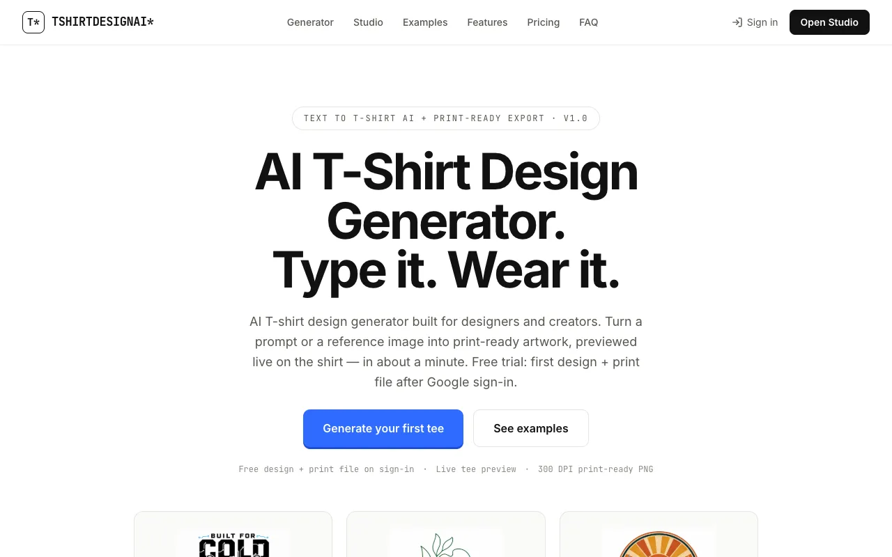 T-Shirt Design AI 官网预览