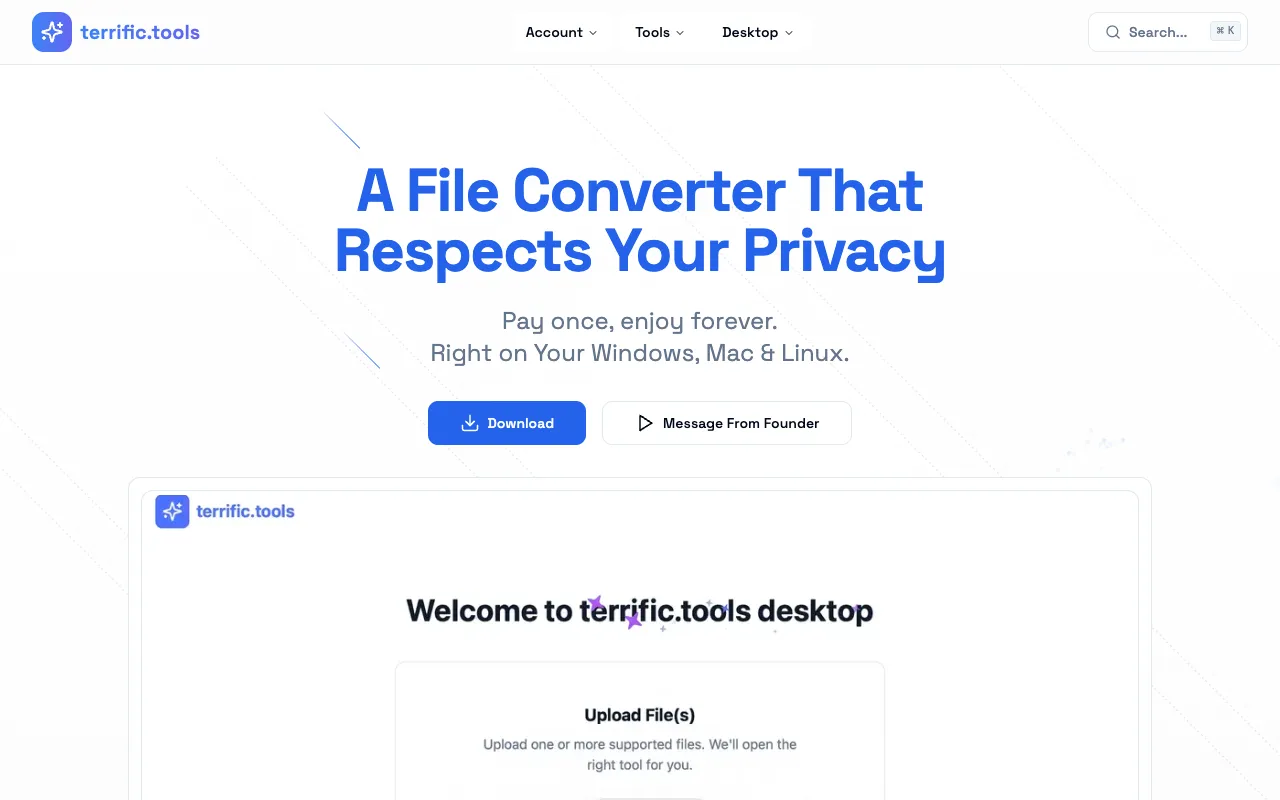 Preview of the terrific.tools Desktop website