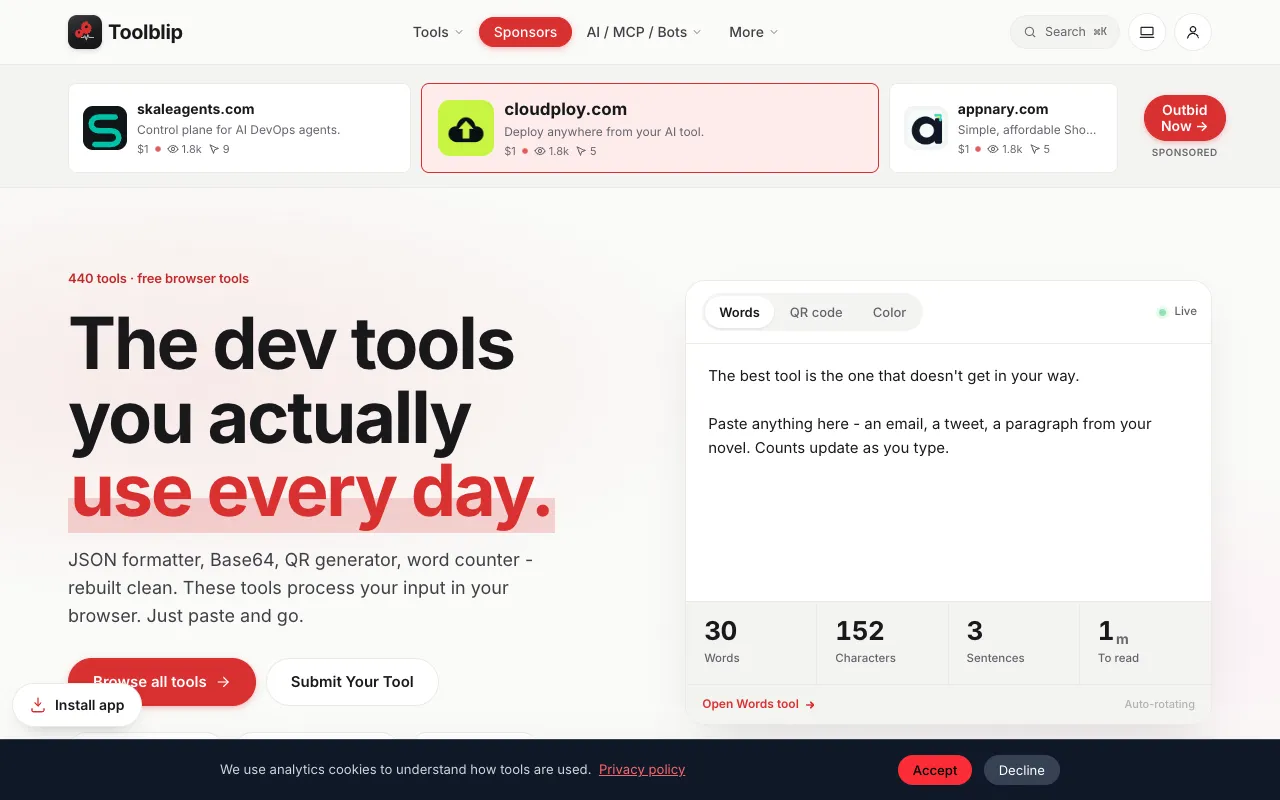 Toolblip 官网预览